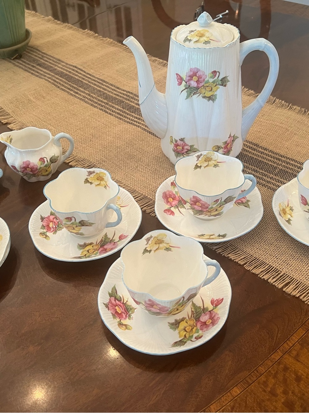 Shelley Begonia Floral fine china Tea Set made in England